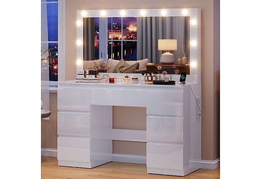 HOMALL Schminktisch Großer Schminktisch, Maße 115/120 x 40 x 140 cm, mit Sc günstig online kaufen