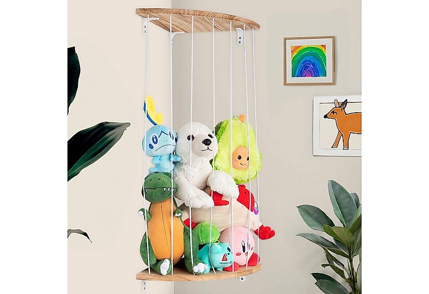 ONVAYA Kinderregal Kuscheltier-Regal ǀ platzsparend ǀ Echtholz mit Gummibän günstig online kaufen