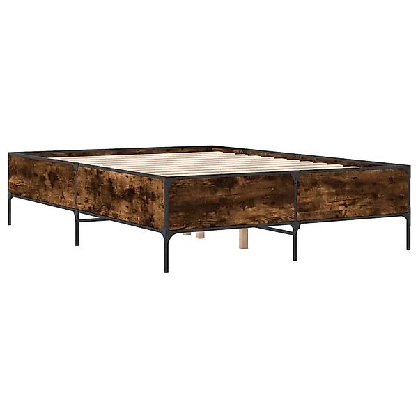vidaXL Bettgestell Räuchereiche 120x200 cm Holzwerkstoff und Metall 3279804 günstig online kaufen