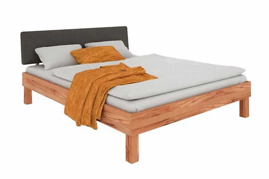 byoak Bett VIGO 160 x 210 aus Massivholz, mit Polsterkopfteil, Naturgeölt günstig online kaufen