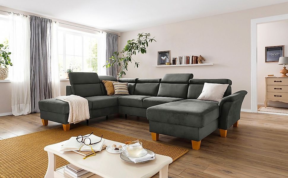 Home affaire Wohnlandschaft »Conville U-Form« Kopfteilverstellung wahlweise günstig online kaufen