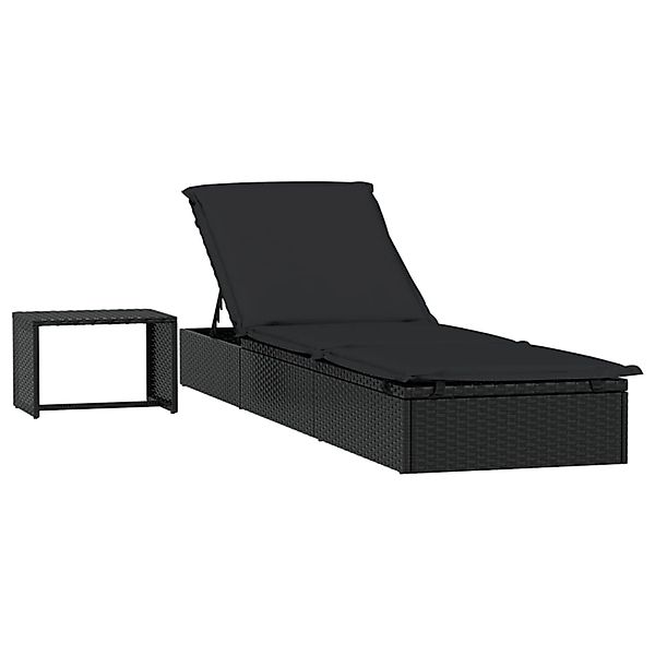 vidaXL Sonnenliege 1 Stk mit Tisch Schwarz Poly Rattan 319634 günstig online kaufen