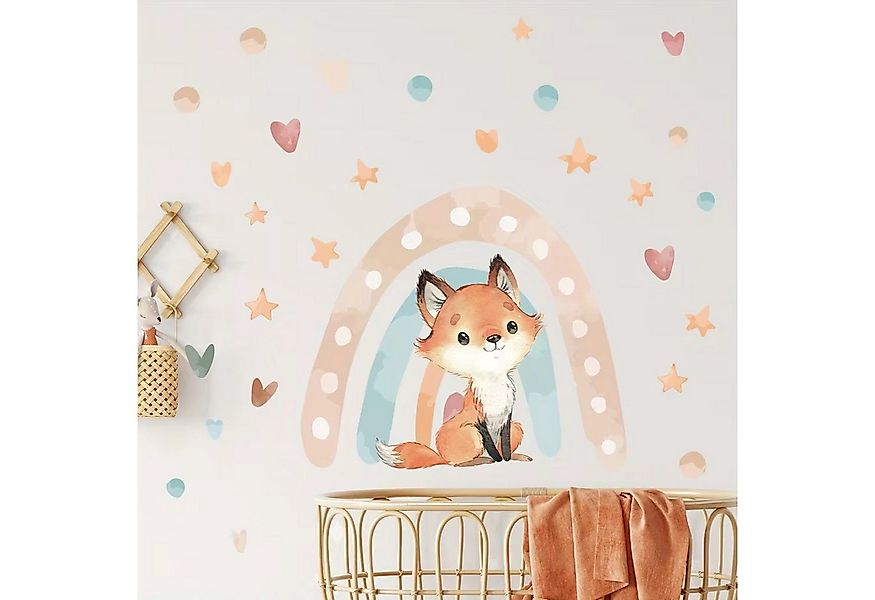 Montegoni Wandtattoo Kinder Tier Wandsticker Dekoration (Fuchs Regenbogen,H günstig online kaufen