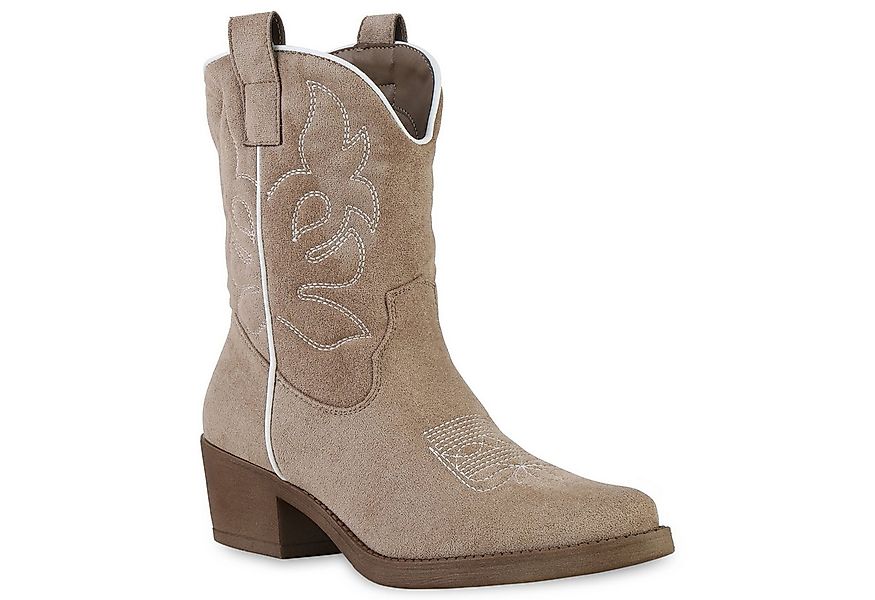 VAN HILL 840203 Cowboy Boots Damen Stiefeletten Cowboy Boots Stickereien Ho günstig online kaufen