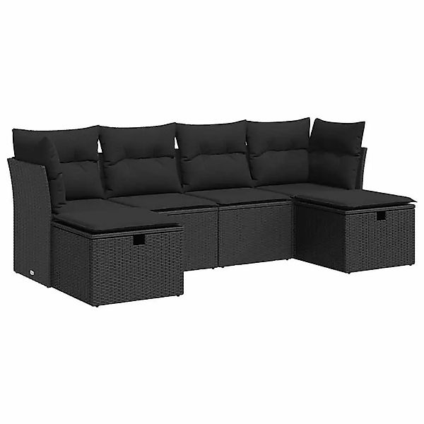 vidaXL 6-Tlg Garten-Sofagarnitur mit Kissen Schwarz Poly Rattan 3325321 günstig online kaufen