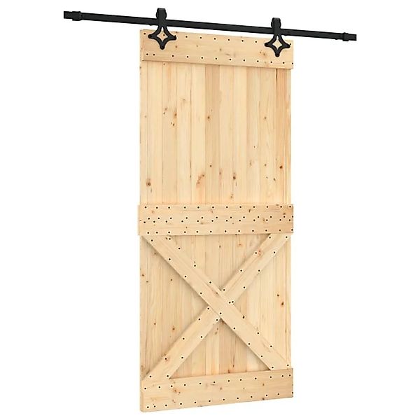 vidaXL Schiebetür mit Beschlag 95x210 cm Massivholz Kiefer 3203155 günstig online kaufen