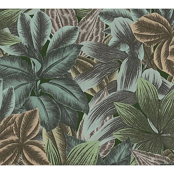 AS-Creation Vliestapete Dschungel Floral Matt Strukturiert Grün Blau günstig online kaufen