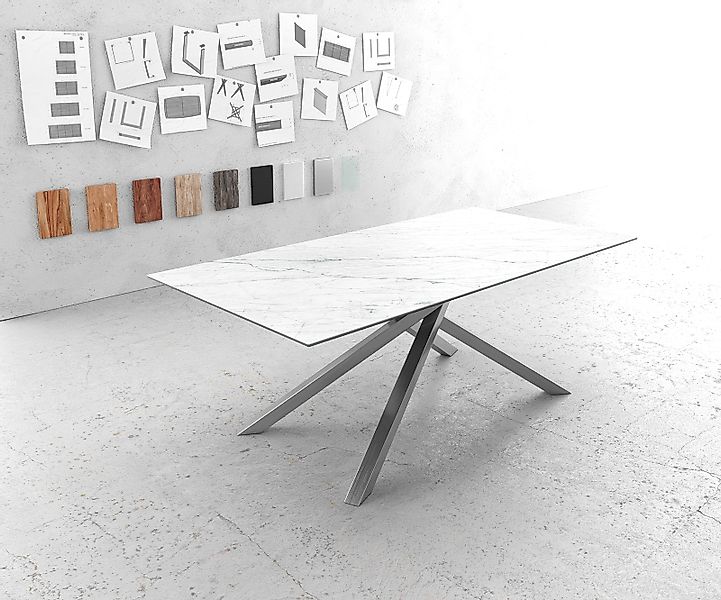 DELIFE Esstisch Edge, Keramik Laminam®Statuarietto Weiß günstig online kaufen