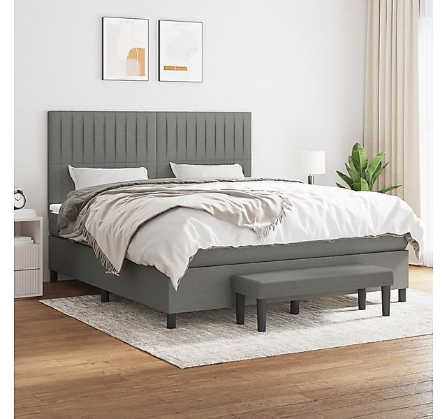 vidaXL Boxspringbett Boxspringbett mit Matratze Dunkelgrau 160x200 cm Stoff günstig online kaufen