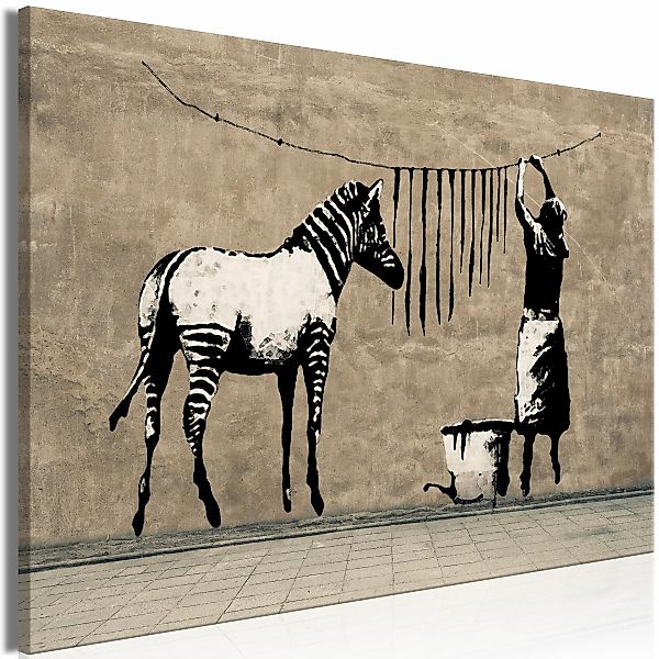 Wandbild - Banksy: Washing Zebra On Concrete (1 Part) Wide günstig online kaufen