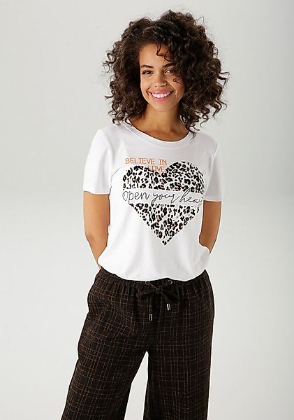 Aniston CASUAL T-Shirt mit Herz, Leo-Druck und Statement-Schriftzügen günstig online kaufen