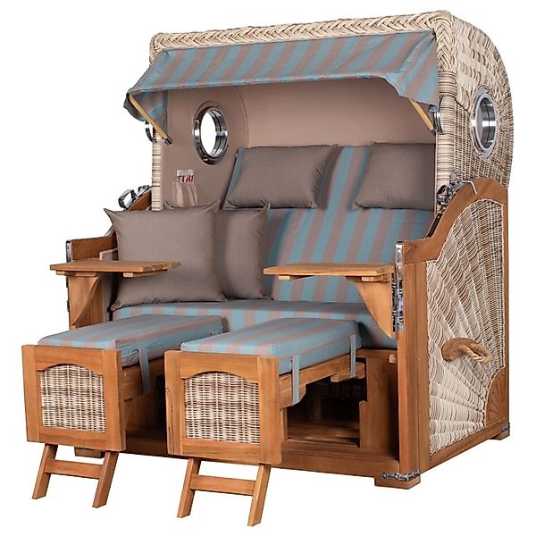 bene,iving Strandkorb Komplettset Ammersee Grande XL Teak Bullauge PE Shell günstig online kaufen