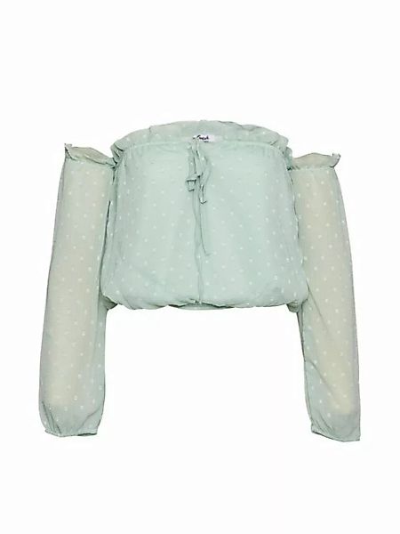 Freshlions Dirndlbluse Schulterfreie Bluse in minzgruen - L Rüschen, keine günstig online kaufen