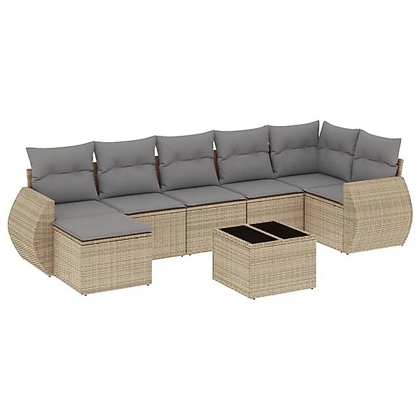vidaXL 8-Tlg Garten-Sofagarnitur mit Kissen Beige Poly Rattan 3254026 günstig online kaufen