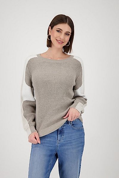 Monari Strickpullover Pullover Colorblock Perlfang Mit Rundhalsausschnitt günstig online kaufen