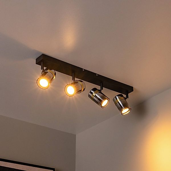 Deckenstrahler Upton, Länge 56 cm, schwarz/rauchgrau, 4-flg. günstig online kaufen