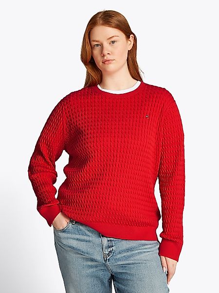 Tommy Hilfiger Curve Rundhalspullover "CRV CO CABLE C-NK LS SWEATER", in Gr günstig online kaufen