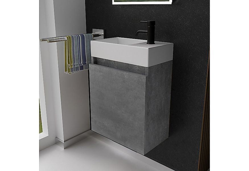 Alpenberger Badmöbel-Set Gäste WC Waschbecken mit Unterschrank - Badschrank günstig online kaufen