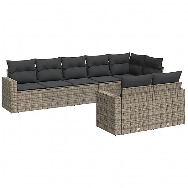 vidaXL 8-Tlg Garten-Sofagarnitur mit Kissen Grau Poly Rattan 3251557 günstig online kaufen