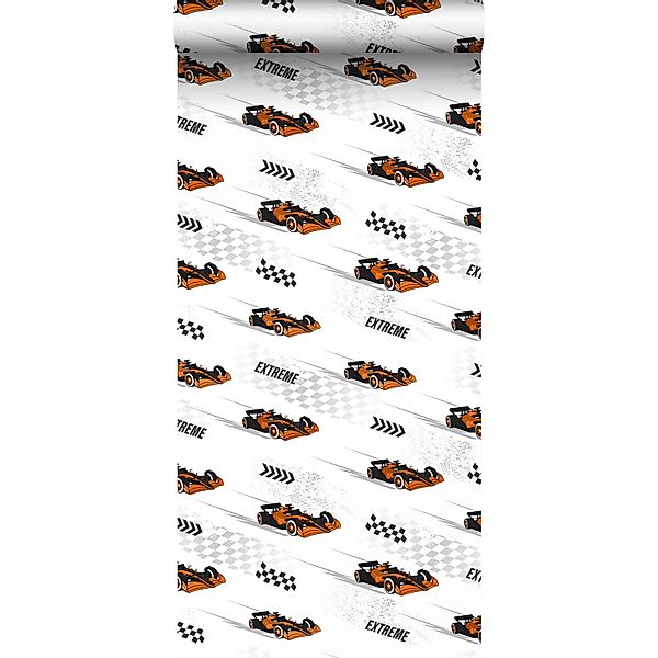 Sanders & Sanders Tapete Rennwagen Orange 50 x 900 cm günstig online kaufen