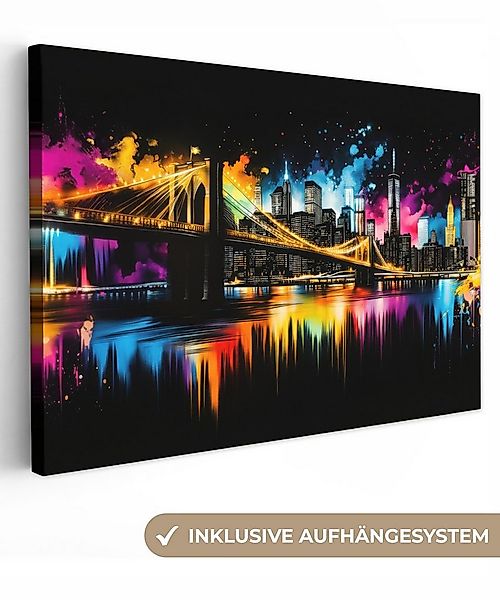 OneMillionCanvasses® Leinwandbild Skyline - Brücke - Beleuchtung - Farben, günstig online kaufen