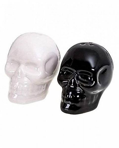 Horror-Shop Dekofigur Schwarz-Weiß Totenkopf Salz und Pfefferstreuer günstig online kaufen