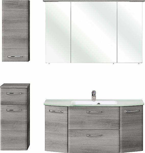 Saphir Badmöbel-Set "Quickset 4-teilig, Glaswaschtisch und LED-Spiegelschra günstig online kaufen