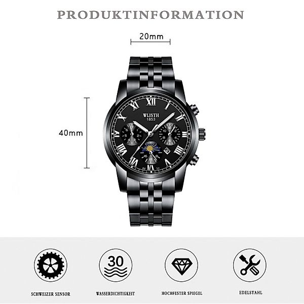 ibettertec Quarzuhr Quarzuhr Armbanduhr Edelstahl Herren günstig online kaufen