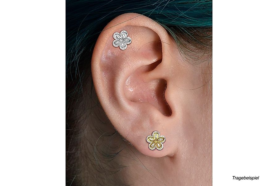 PIERCINGLINE Single-Ohrstecker Chirurgenstahl Ohrpiercing mit Brass-Design günstig online kaufen