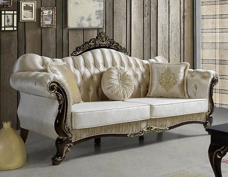 Casa Padrino Sofa Barock Wohnzimmer Sofa mit Glitzersteinen Champagnerfarbe günstig online kaufen