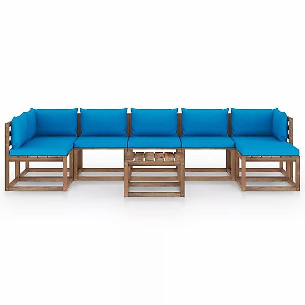 8-tlg. Garten-lounge-set Mit Hellblauen Kissen günstig online kaufen