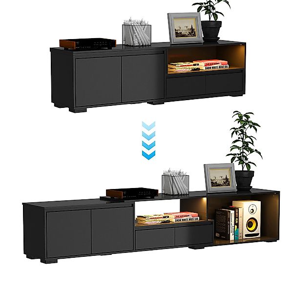 FUFU&GAGA Lowboard mit LED-Lichtleiste, Versenkbar, 160-230*40*45cm, günstig online kaufen