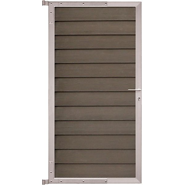 GartenLand Steckzauntor Schwedenprofil ca. 90 x 175 cm WPC Braun Holzstrukt günstig online kaufen