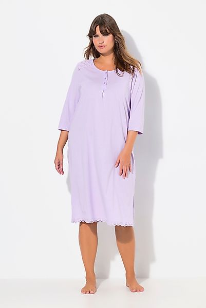 Ulla Popken Nachthemd Nachthemd Lochstickerei Zierfalte günstig online kaufen
