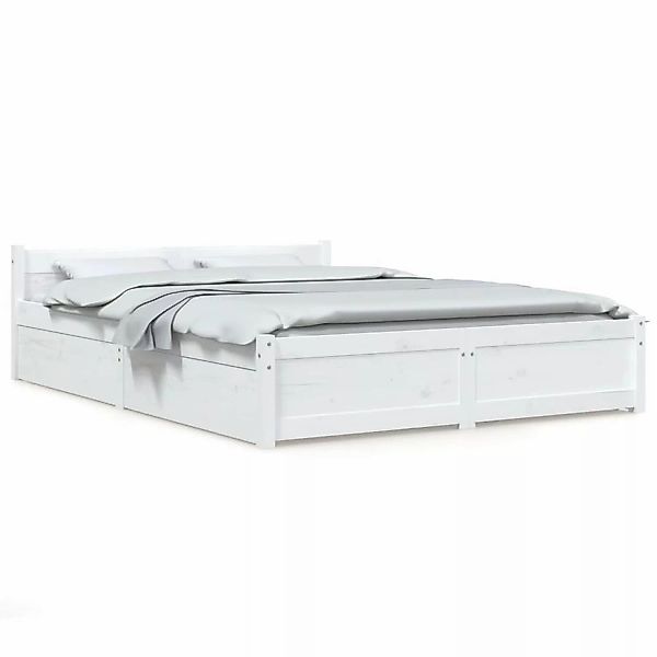 vidaXL Bett mit Schubladen Weiß 150x200 cm 5FT King Size Modell 11119790 günstig online kaufen