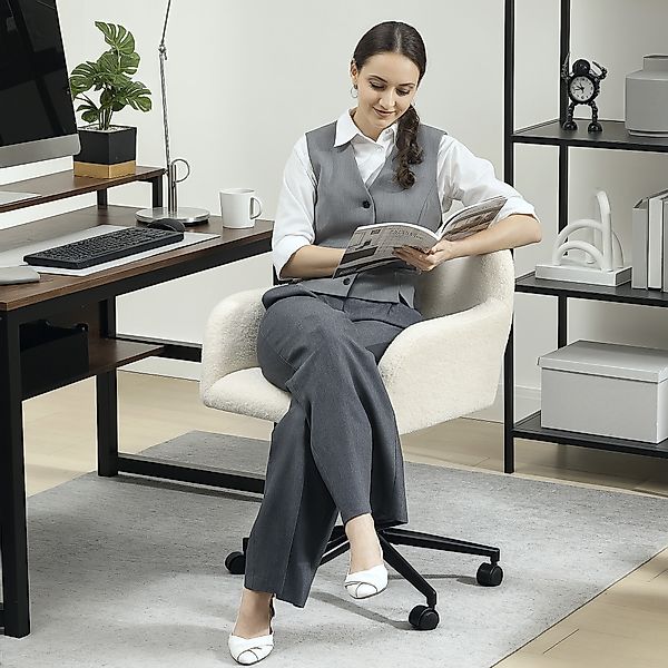HOMCOM Schreibtischstuhl Homeoffice Stuhl mit Fleece-Optik höhenverstellbar günstig online kaufen