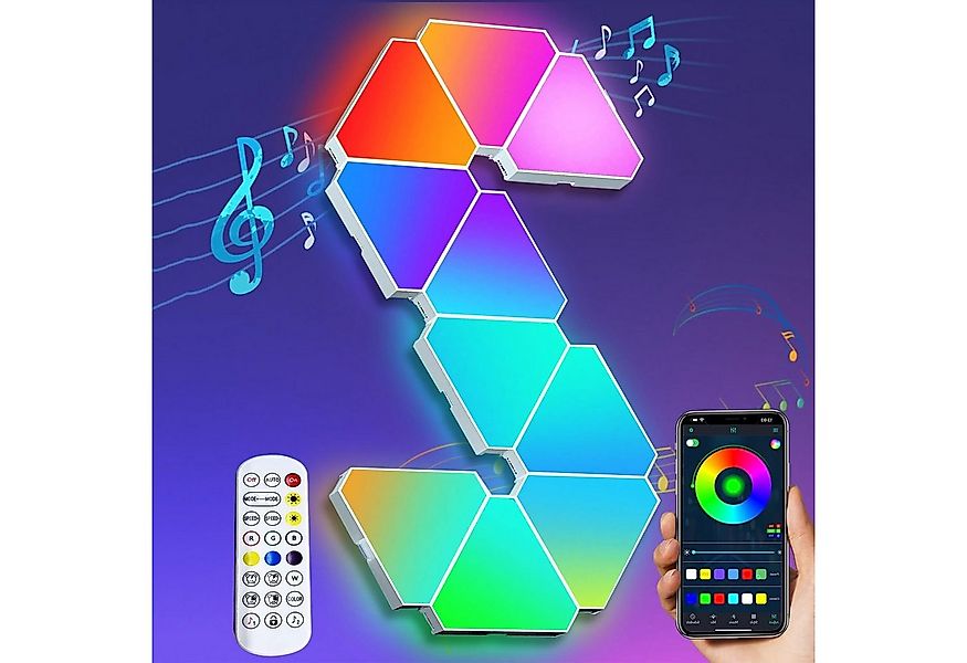 MUPOO LED Wandleuchte LED Wandleuchte Dreiecke,LED Panel Dekolicht, Bluetoo günstig online kaufen