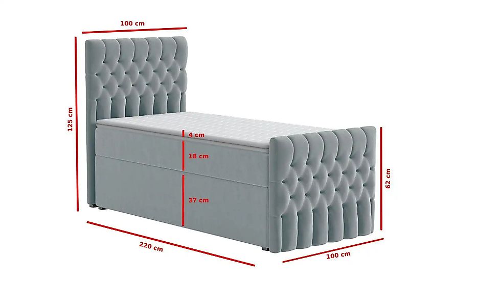 Boxbett mit Bettkasten und Fußteil Belek King ¦ grau ¦ Maße (cm): B: 100 H: günstig online kaufen