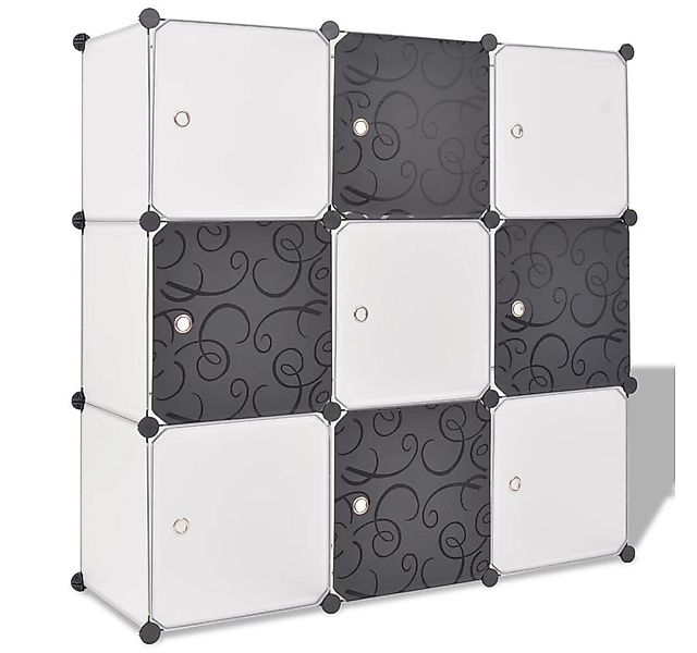 vidaXL Schuhregal Regalsystem Würfelregal mit 9 Fächern Schwarz und Weiß, 1 günstig online kaufen