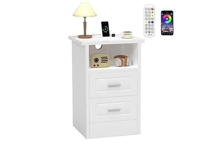oyajia Nachttisch mit Beleuchtung LED und Ladefunktion USB & Type-C, Nachts günstig online kaufen