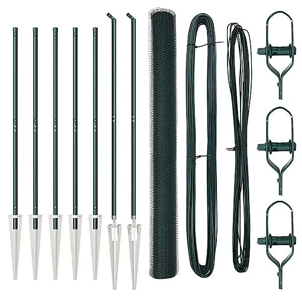 vidaXL Zaunpfosten Grün 10 x 1,6 m 13 mm Netz Stahl und PVC 3353074 günstig online kaufen