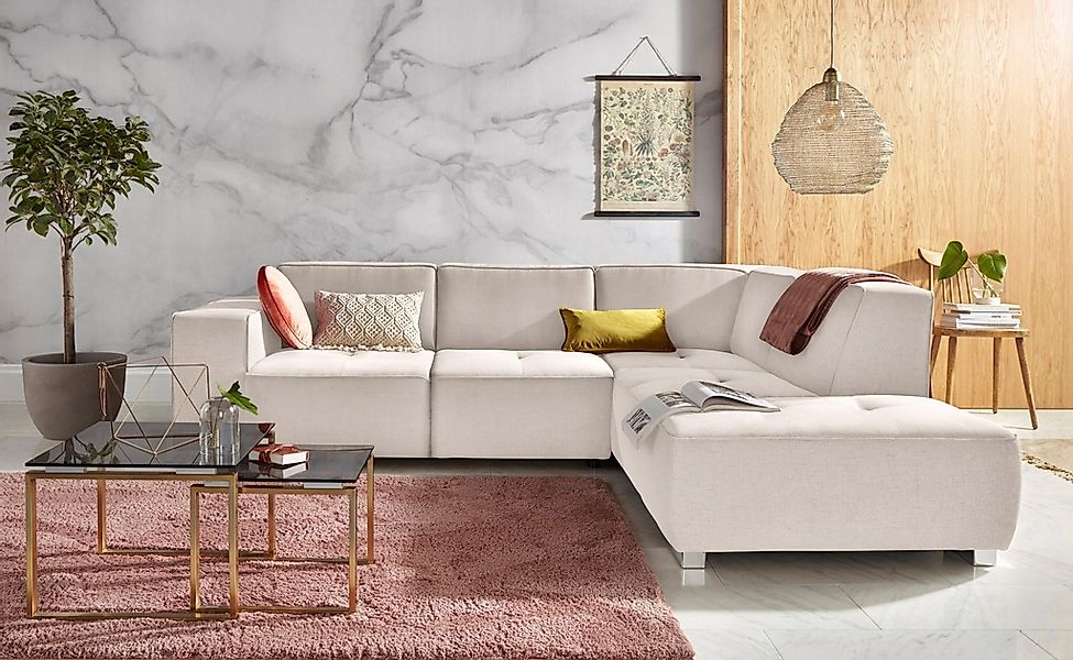 Home affaire Ecksofa "Sapporo L-Form" wahlweise Bettfunktion oder Sitztiefe günstig online kaufen