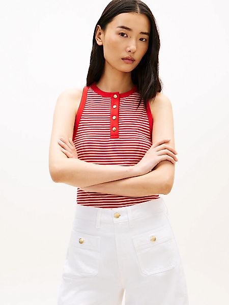 Tommy Hilfiger T-Shirt "GOLD BUTTON HENLEY TOP" mit kurzer Knopfleiste günstig online kaufen