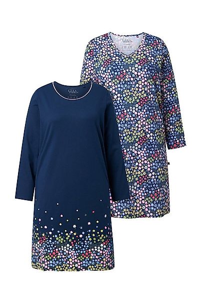 Ulla Popken Bigshirt Bigshirts 2er-Pack Rundhals-/ V-Ausschnitt Langarm günstig online kaufen
