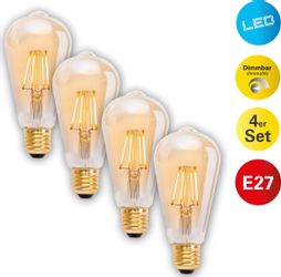 Näve LED-Leuchtmittel E27 Glühlampenform 4 W 410 lm 4er Set 14,6 x 64 cm (H günstig online kaufen