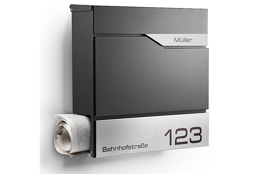 NewHabitat Briefkasten Moderner Wandbriefkasten Personalisierbar Anthrazit günstig online kaufen