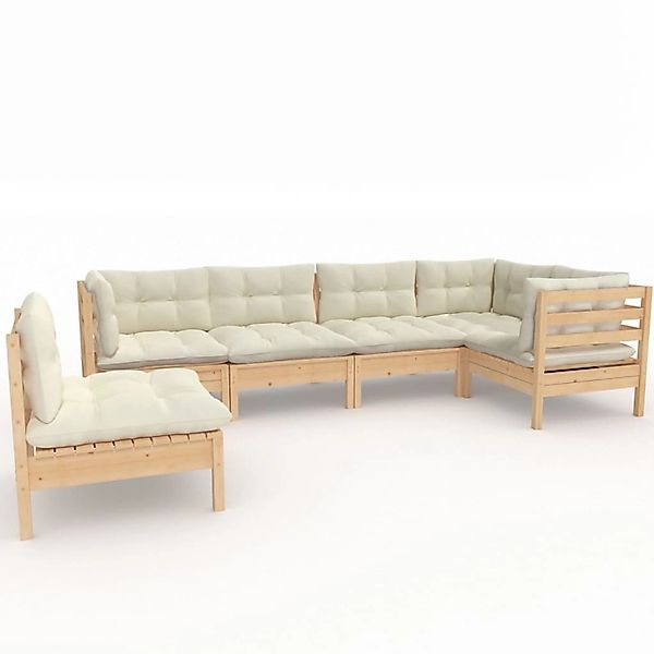 vidaXL 6-tlg Garten-Lounge-Set mit Creme Kissen Kiefernholz Modell 11 günstig online kaufen