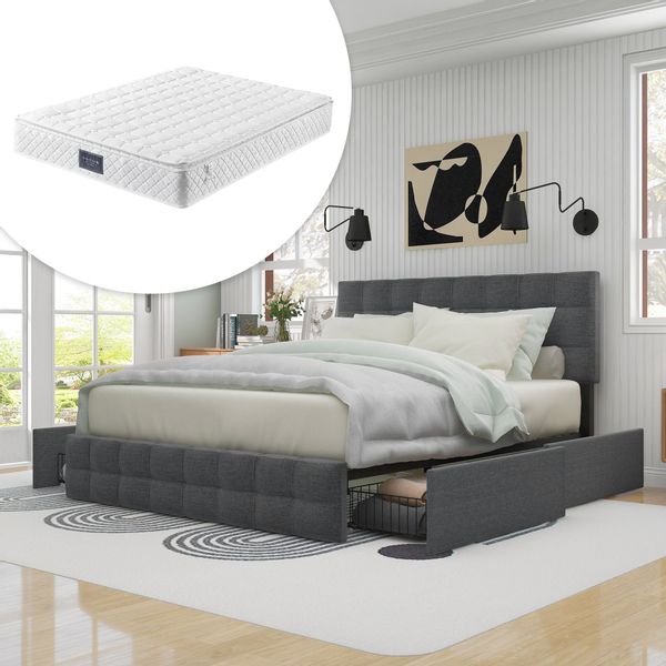 Odikalo Stauraumbett Polsterbett mit 4 Schubladen günstig online kaufen