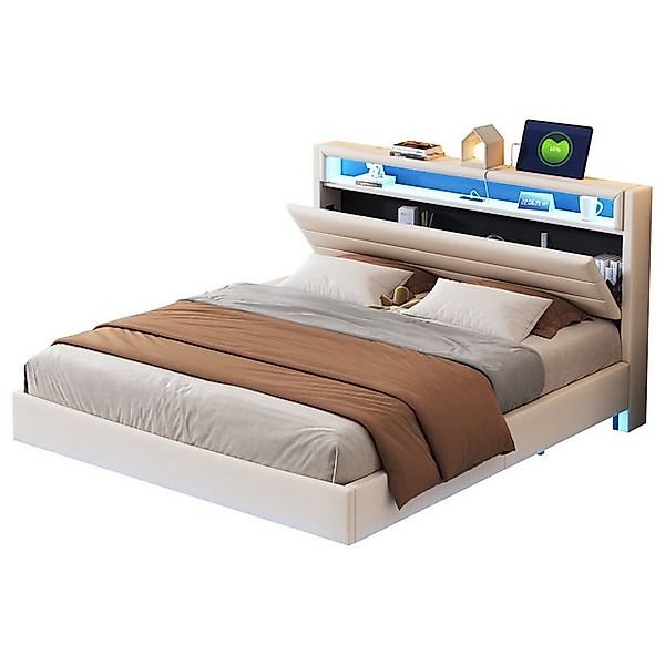 REDOM Polsterbett Doppelbett Stauraumbett (mit USB-Steckdose und LED-Licht, günstig online kaufen