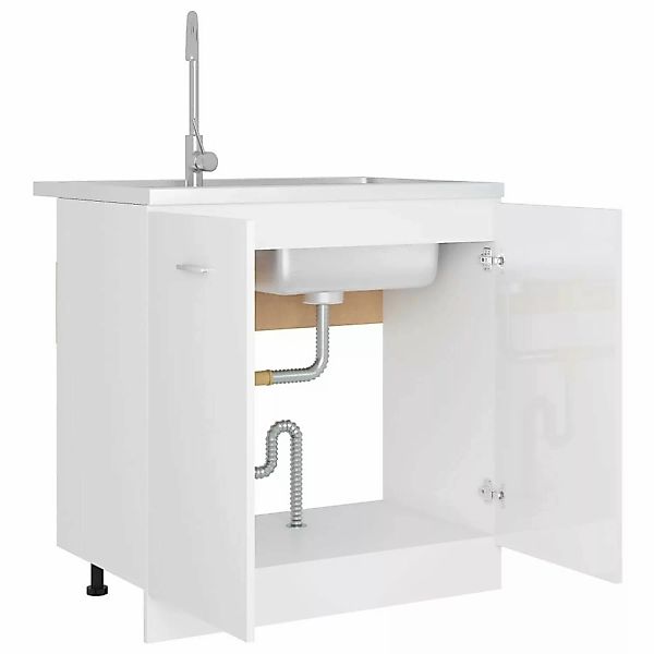 Spülenunterschrank Hochglanz-weiß 80x46x81,5 Cm Spanplatte günstig online kaufen